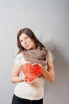 Love and valentines day woman holding heart 