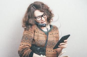 Woman talking on the landline
