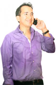 picture of handsome businessman with cell phone 
