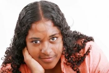 Isolated portrait of beautiful black teenage girl