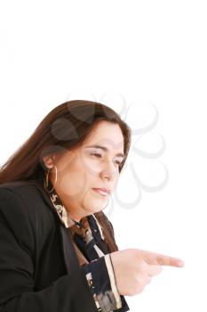 Disappointed woman showing her unhappiness by wagging her finger

