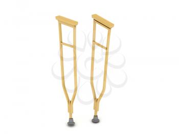 pair of crutches orthopedic equipment isolated on white background 
