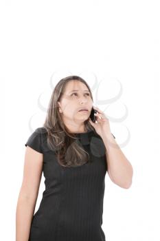 Woman employee speaking mobile phone 
