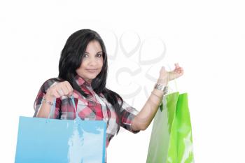 Beautiful shopping woman holding bags