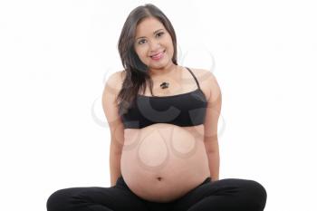 Hispanic pregnant woman isolated 