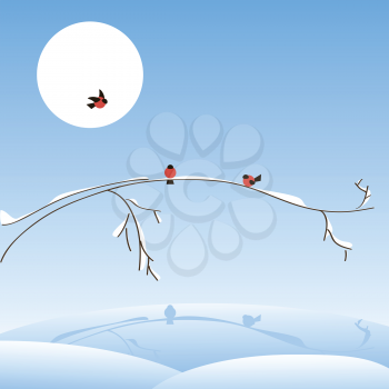 Royalty Free Clipart Image of Birds on a Branch