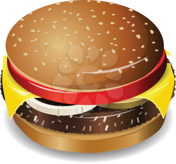 Royalty Free Clipart Image of a Cheeseburger