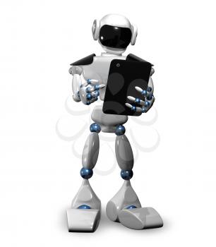 3d illustration of a robot with tablet