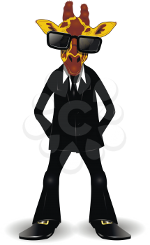 illustration of giraffe in a black suit