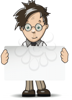 illustration man in glasses with white background