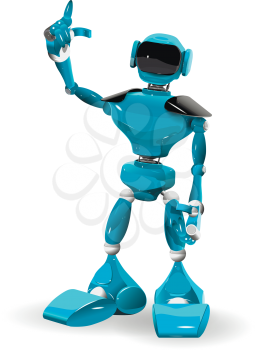 Illustration of a blue robot on white background