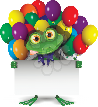 Illustration Frog With a White Background and Balloons