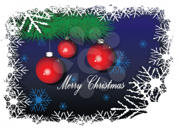 Illustration Christmas red balls on blue background