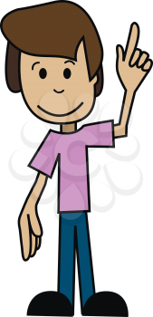 Illustration of a cartoon man with his hand raised