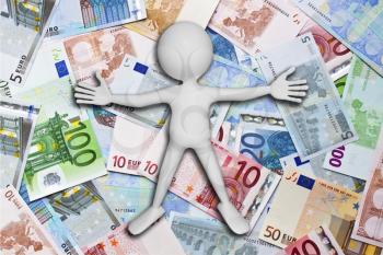 An abstract illustration of a white man lying on the euro