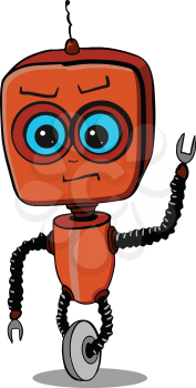 Stock Illustration Angry Robot on a White Background