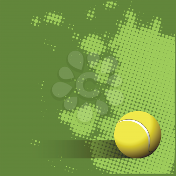 Illustration Tennis Ball on a Green Background