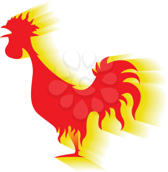 Illustration a Fire Rooster New Year Symbol