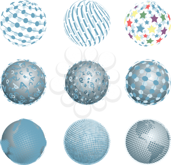 Illustration Nine Abstract Balls on the White Background