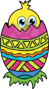 Illustration easter egg with chicken on a White Background