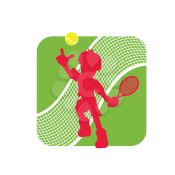 Stock Illustration Tennis Logo with Tennis Player Figure on White Background