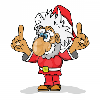 Illustration Cartoon Cheerful Santa Claus on a White Background