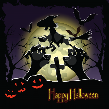 Stock Illustration Festive Halloween Poster with the Witch