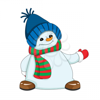 Stock Illustration of Cute Cartoon Snowman on a White Background