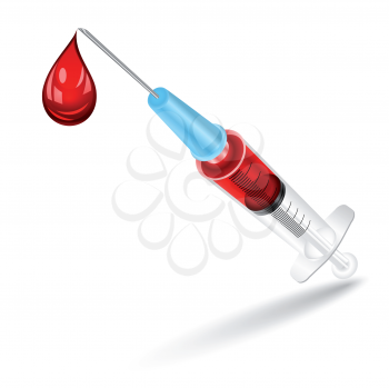Royalty Free Clipart Image of a Syringe Filled with Blood