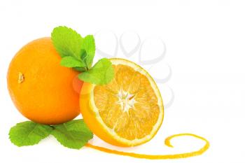 Oranges and mint over white
