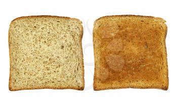 Toast bread before and after, isolated on white, clipping path included