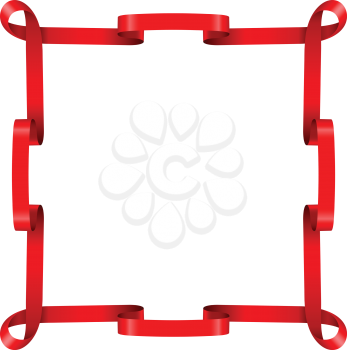 Royalty Free Clipart Image of a Red Ribbon Frame