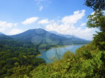 Mountain lake Buyan in the central part of Bali island, Indonesia