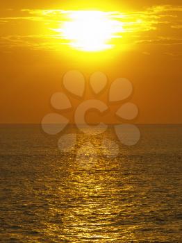 Balinese ocean sunset closeup, Tanah Lot, Bali, Indonesia