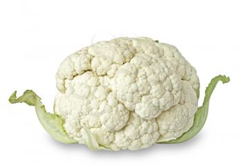 Fresh leafy cauliflower isolated on white background