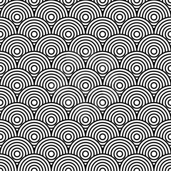 Black and white circles seamless background. Clipping mask is used.