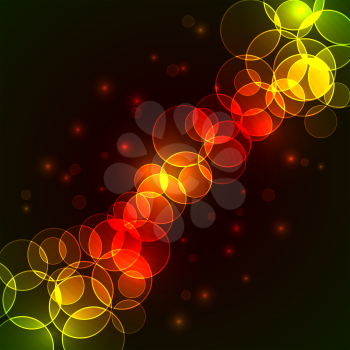 Colorful circles diagonal stream vector background with copy space.
