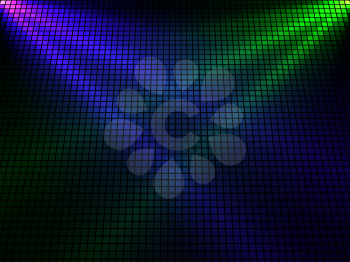 Abstract  violet and green lights 3D mosaic horizontal vector background.