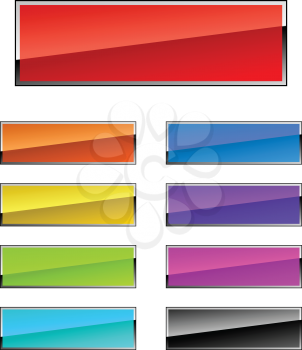 Colorful rectangular buttons with chrome frame.