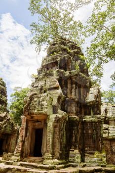 Ancient Ta Prohm or Rajavihara Temple  at Angkor, Siem Reap, Cambodia.