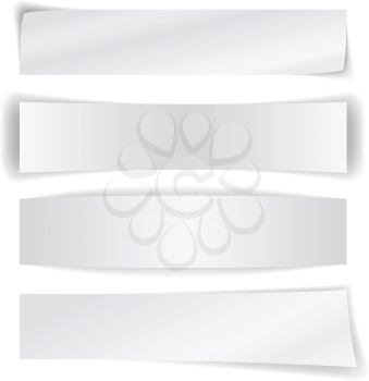 Set of blank paper banners isolated on white background.
