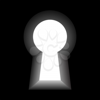 Keyhole with light on the other side vector template.