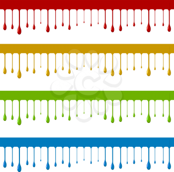 Color paint down flow vector template isolated on white background. No effects or gradients.