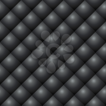 Seamless black diamond stitched leather vector texture.