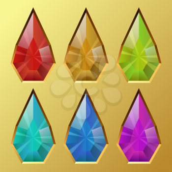 Color water drop shaped gem vector illustration.