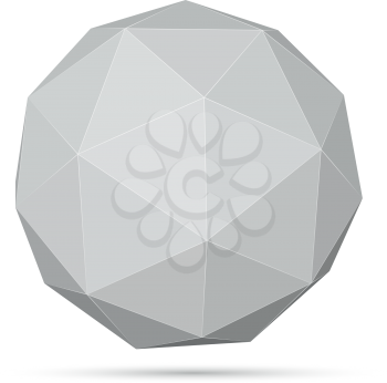 Polygonal grey 3D sphere vector illustration.
