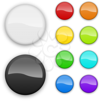 Blank color badges template isolated on white background.