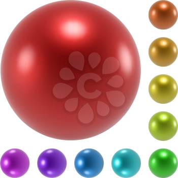 Color glossy spheres vector set isolated on white background.