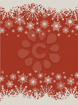 Flat design red Christmas vector background with snowflakes.
