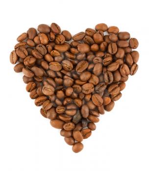 Royalty Free Photo of a Pile of Coffee Beans Shaped as a Heart